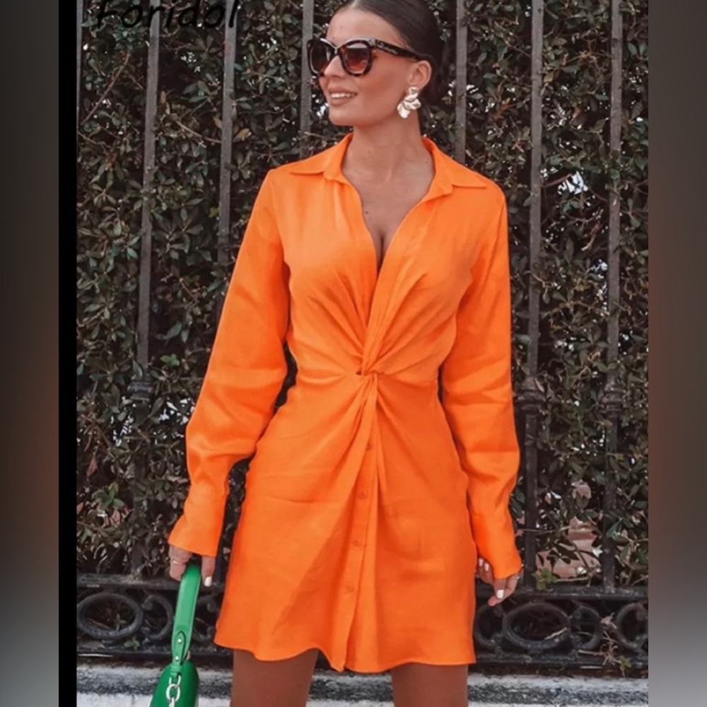 Dress Woman Button orange